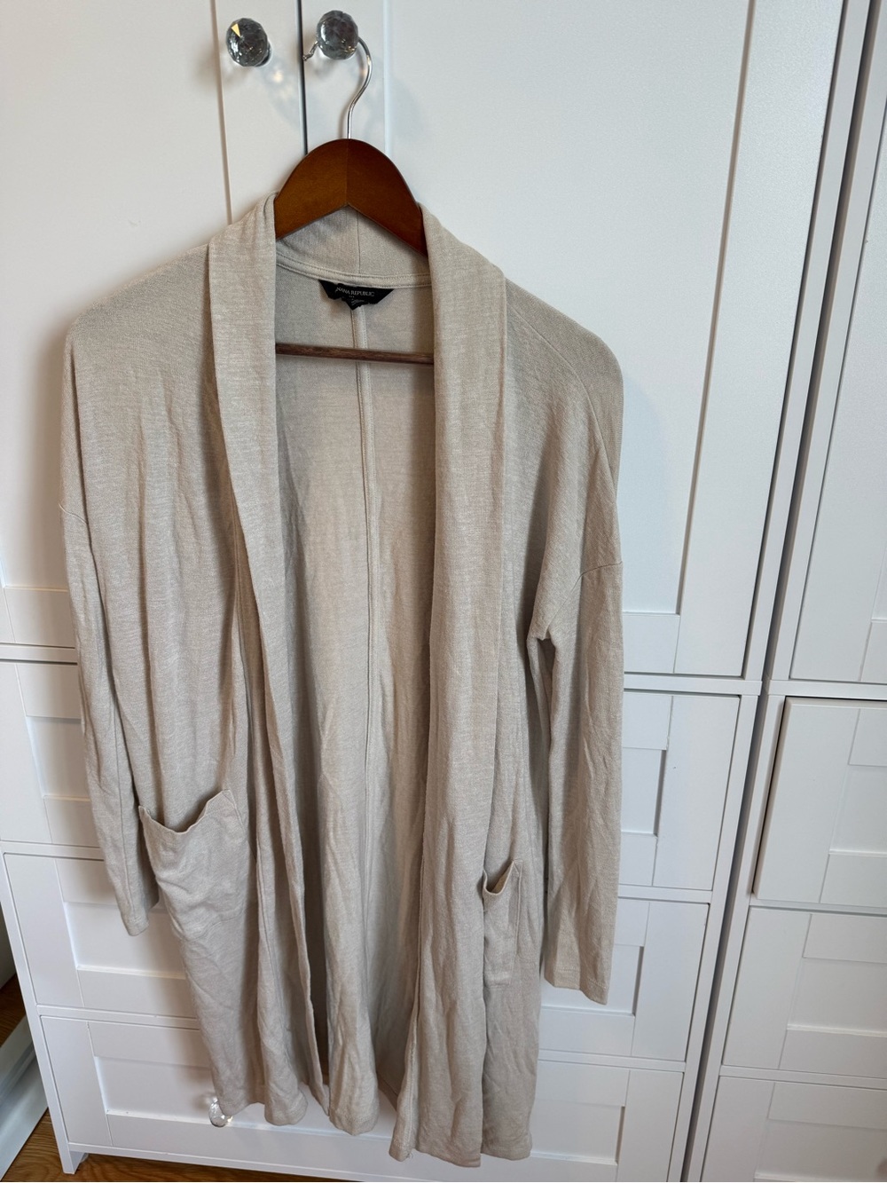 Banana Republic Light Beige Open-Front Cardigan